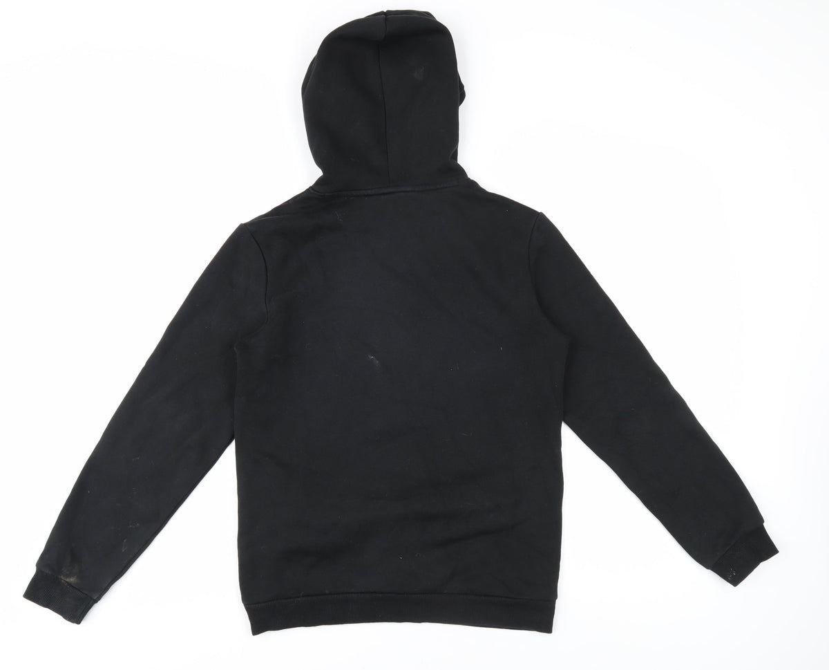 Back view of Puma boys’ black xl hoodie with logo - casual comfort