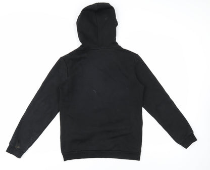 Back view of Puma boys’ black xl hoodie with logo - casual comfort