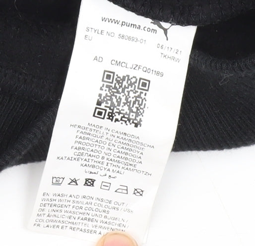 Brand and care label for Puma boys’ black xl hoodie with logo - casual comfort