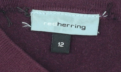 Close-up detail of Red Herring Women's Purple Button-Up, size 12, Top