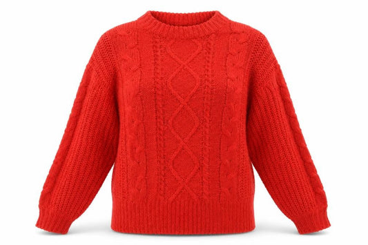 Brave Soul Women's Red Cable-Knit Jumper Size 8