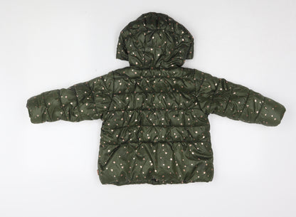 Back view of Canada House girls’ green heart puffer jacket 24m