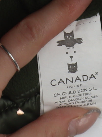 Close-up detail of Canada House girls’ green heart puffer jacket 24m