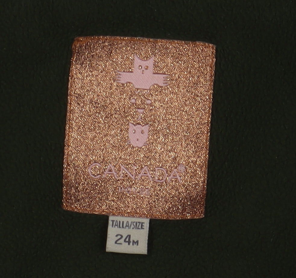 Brand and care label for Canada House girls’ green heart puffer jacket 24m