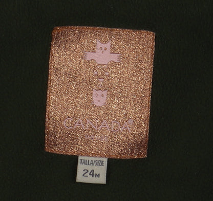 Brand and care label for Canada House girls’ green heart puffer jacket 24m