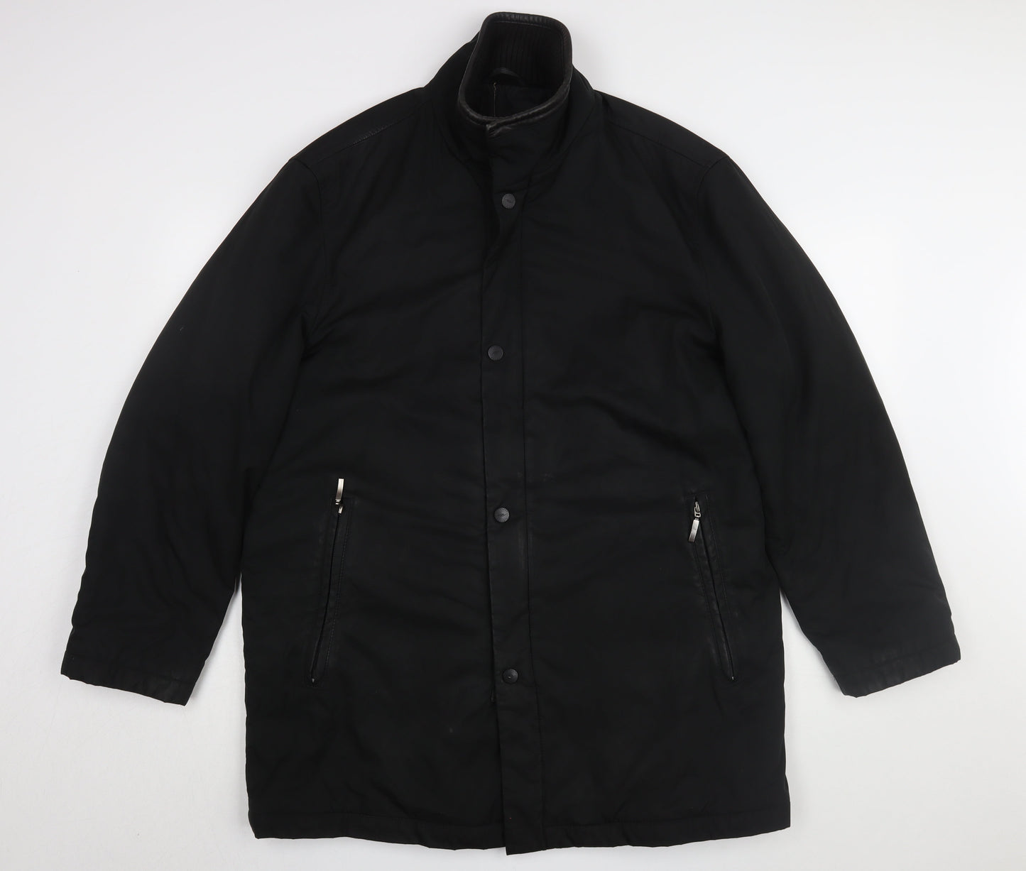 Guise Men's Black Overcoat Size M with Zipped Pockets