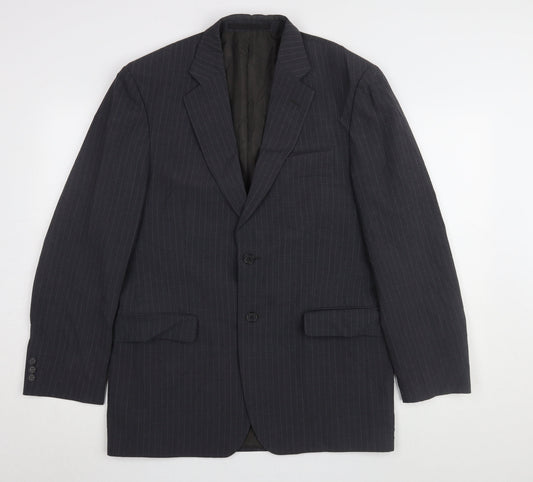 Marks & Spencer Grey Men's Blazer, Size 38R, Striped