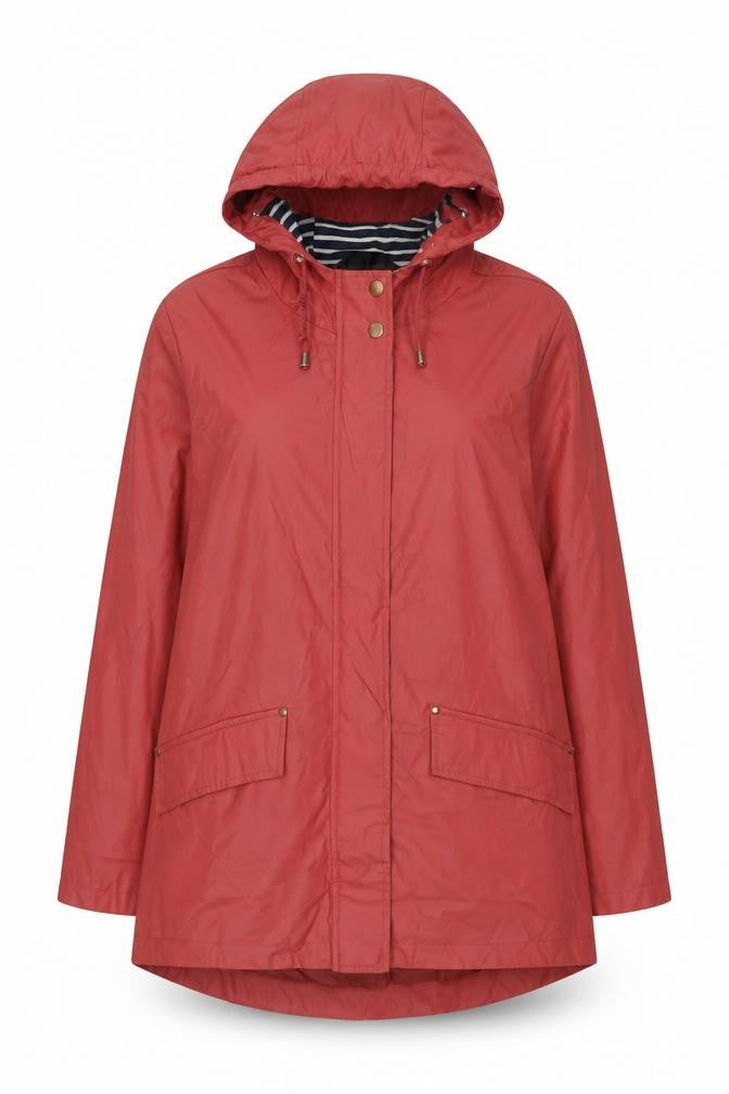 Front view of Dunnes Women's Red Waterproof Rain Coat, size 12