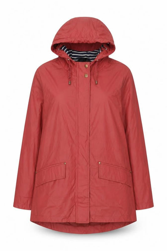 Front view of Dunnes Women's Red Waterproof Rain Coat, size 12