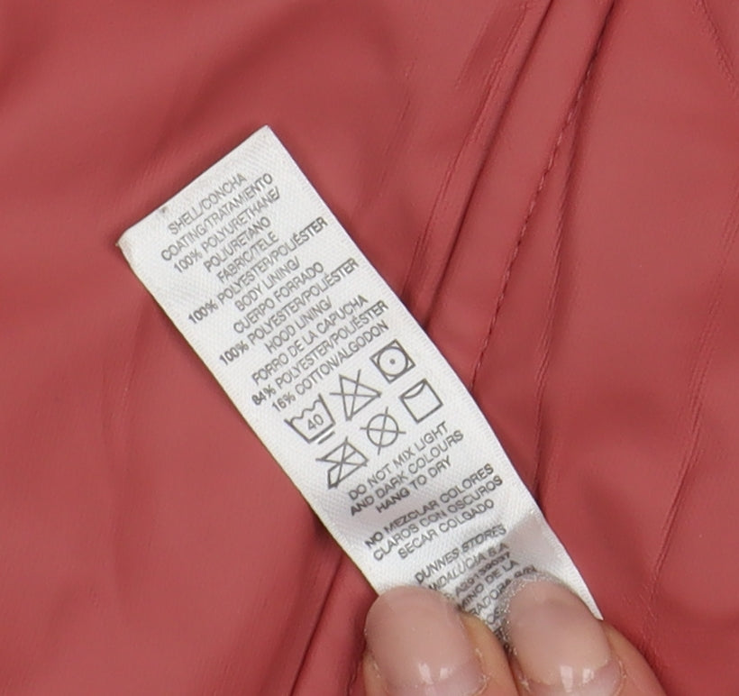 Brand and care label for Dunnes Women's Red Waterproof Rain Coat, size 12