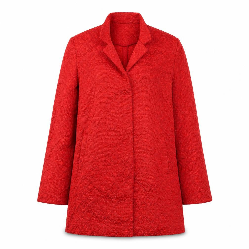 Zara Women's Red Geometric Tweed Coat XS