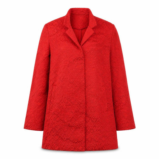 Zara Women's Red Geometric Tweed Coat XS
