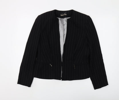 Additional front view of Principles Women's Black Pinstripe Blazer, size 14