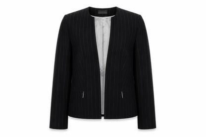 Front view of Principles Women's Black Pinstripe Blazer, size 14