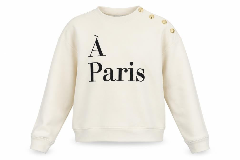 H&M Women’s Ivory XS Pullover Sweatshirt Button Accents