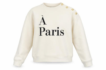 H&M Women’s Ivory XS Pullover Sweatshirt Button Accents