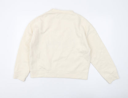 H&M Women’s Ivory XS Pullover Sweatshirt Button Accents