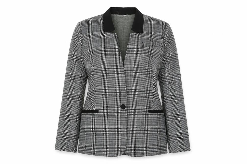 Wuli:Luu Women's Grey Check Blazer Jacket Size 10