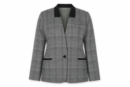Wuli:Luu Women's Grey Check Blazer Jacket Size 10