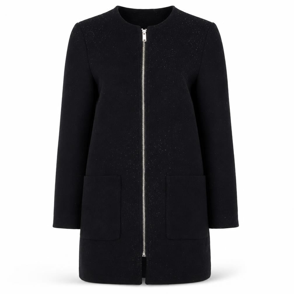 H&M Women's Black Mid-Length Coat, Size 8, Full Zip