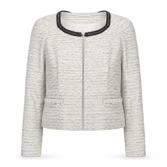 Marks & Spencer Women Ivory Bouclé Crop Blazer Size 10