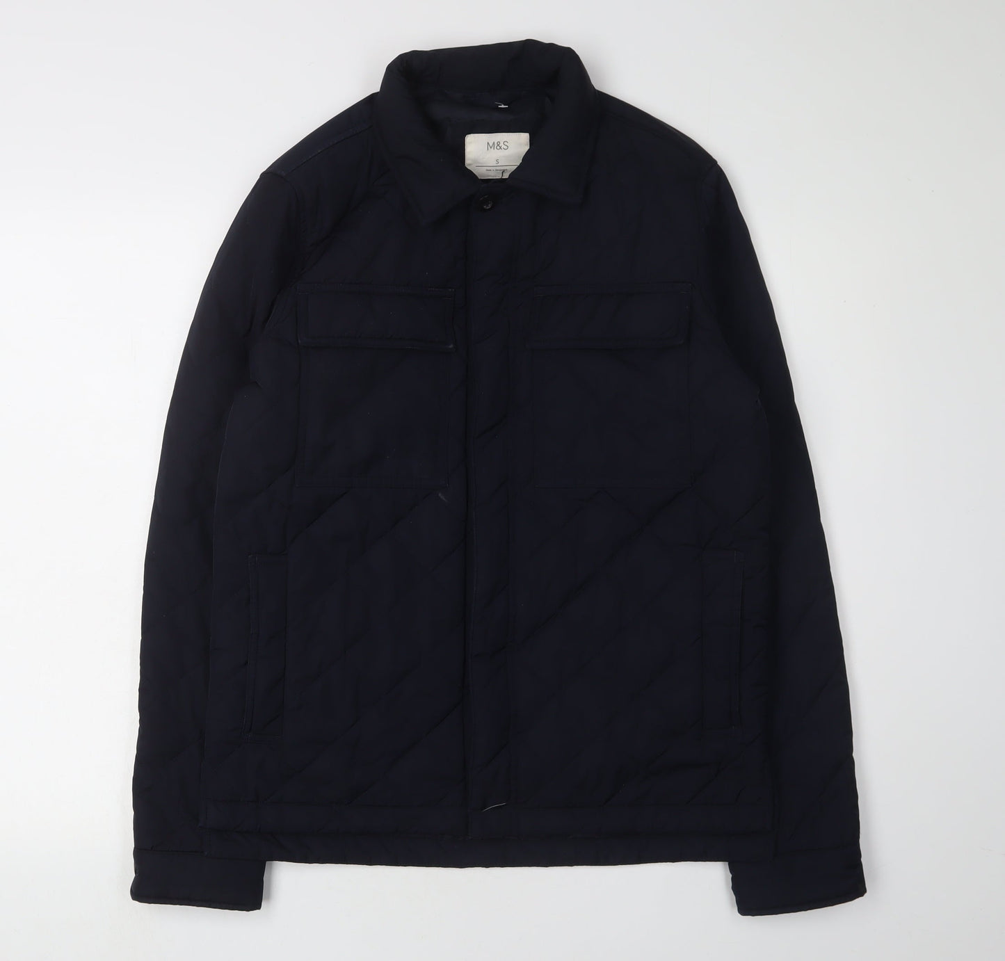 Marks and Spencer Men's Blue Quilted Jacket S