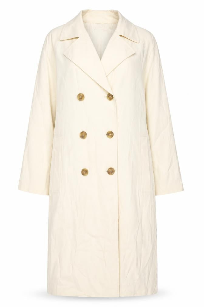 Zara Women's Ivory Trench Coat, Size 6, Classic Style