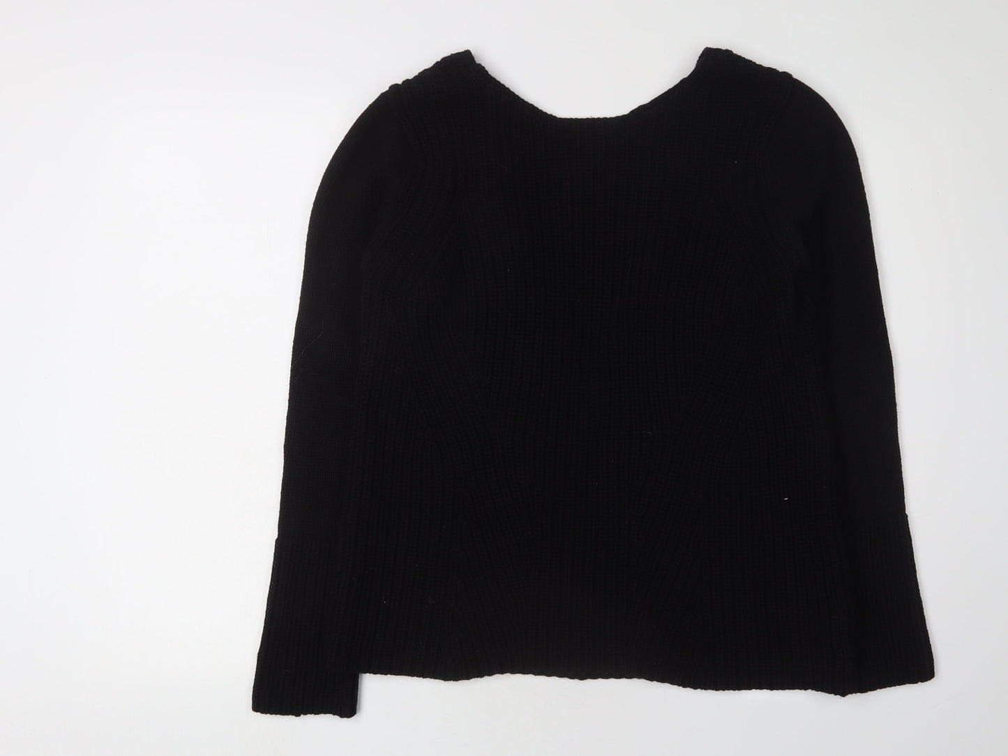 Zara Women's Black Cotton V-Neck Pullover Jumper M