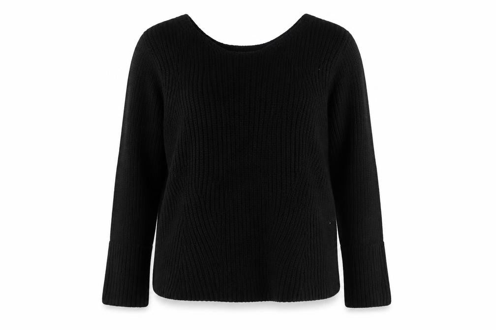 Zara Women's Black Cotton V-Neck Pullover Jumper M