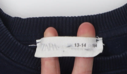 Close-up detail of Zara boys’ multicoloured pullover sweatshirt 13-14y, casual knit