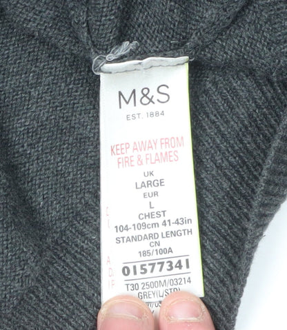Marks & Spencer Men's Grey Cotton Pullover Jumper L