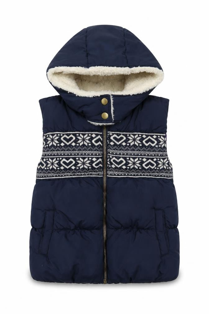 Next Girls Blue Puffer Jacket 11-12 Years Fair Isle Pattern