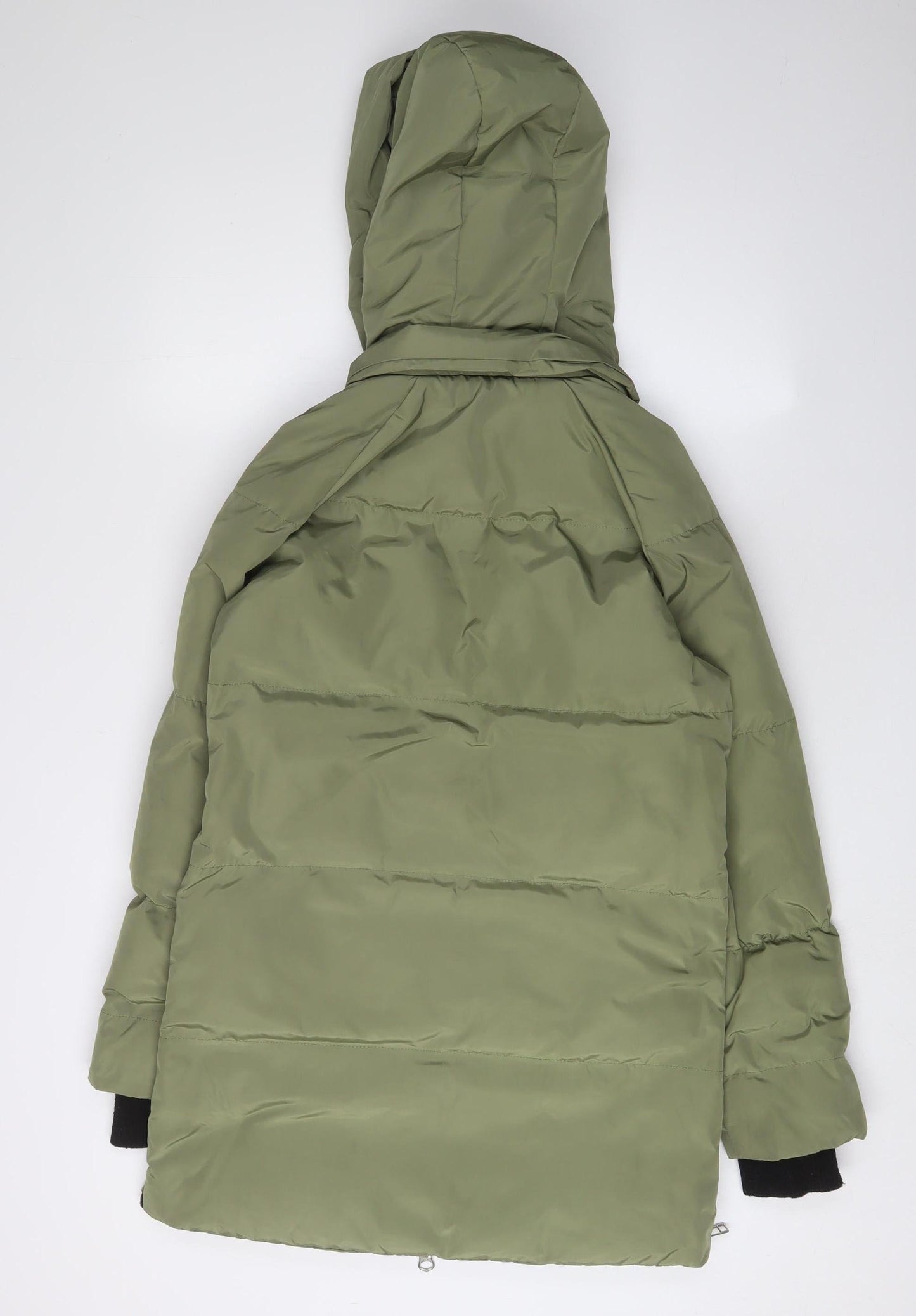 Warehouse Women's Green Puffer Jacket UK 8 Hooded Casual