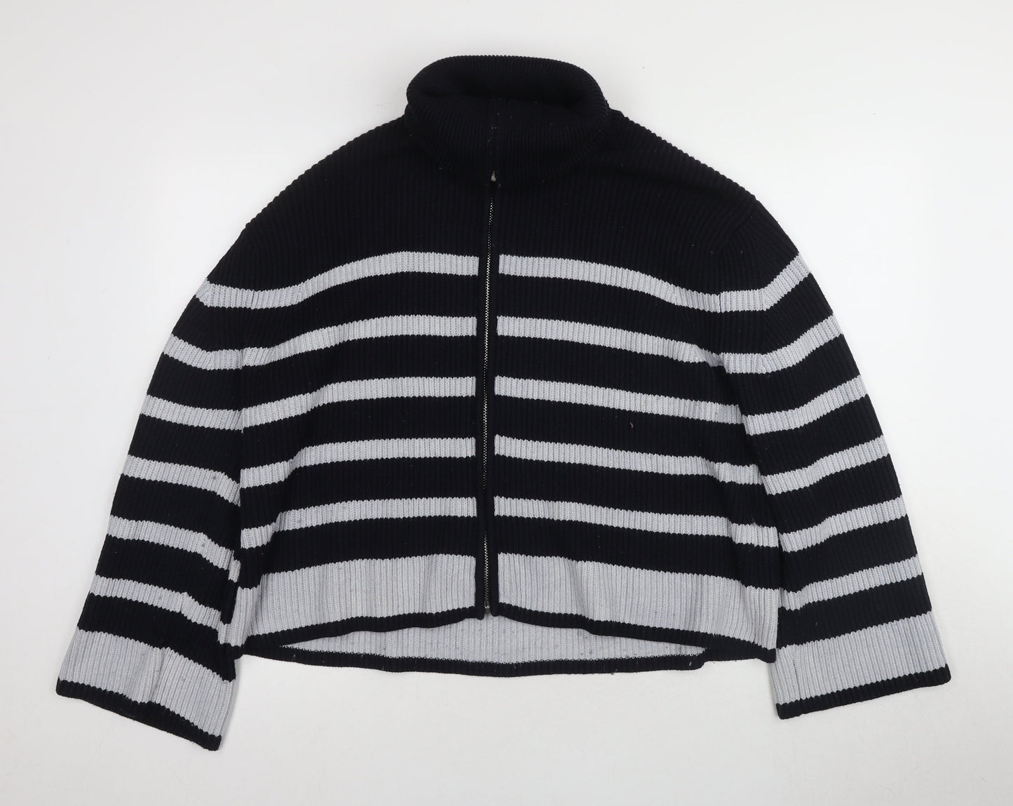 Zara Women's Black Roll Neck Cardigan Size 12