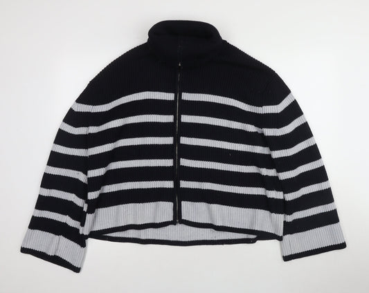Zara Women's Black Roll Neck Cardigan Size 12