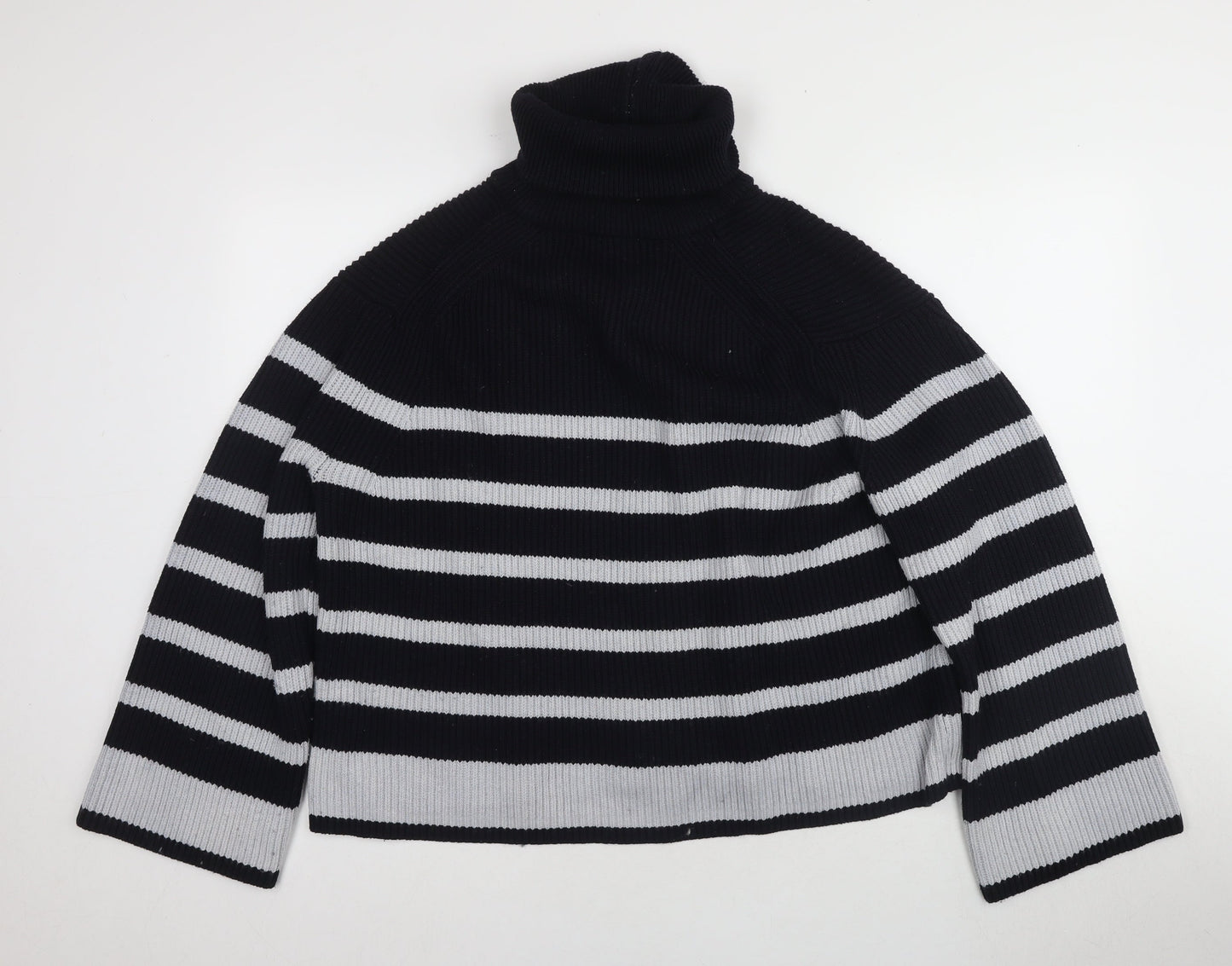 Zara Women's Black Roll Neck Cardigan Size 12