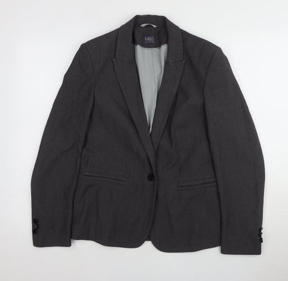 Marks & Spencer Women Grey Blazer Size 10 Regular Fit