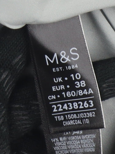 Marks & Spencer Women Grey Blazer Size 10 Regular Fit