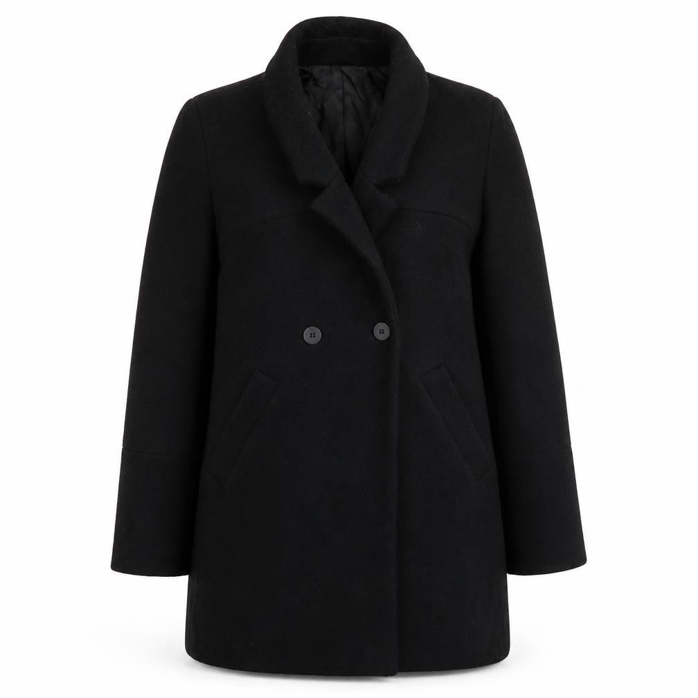 Zara Black Women's Pea Coat, Size 2, Classic Style