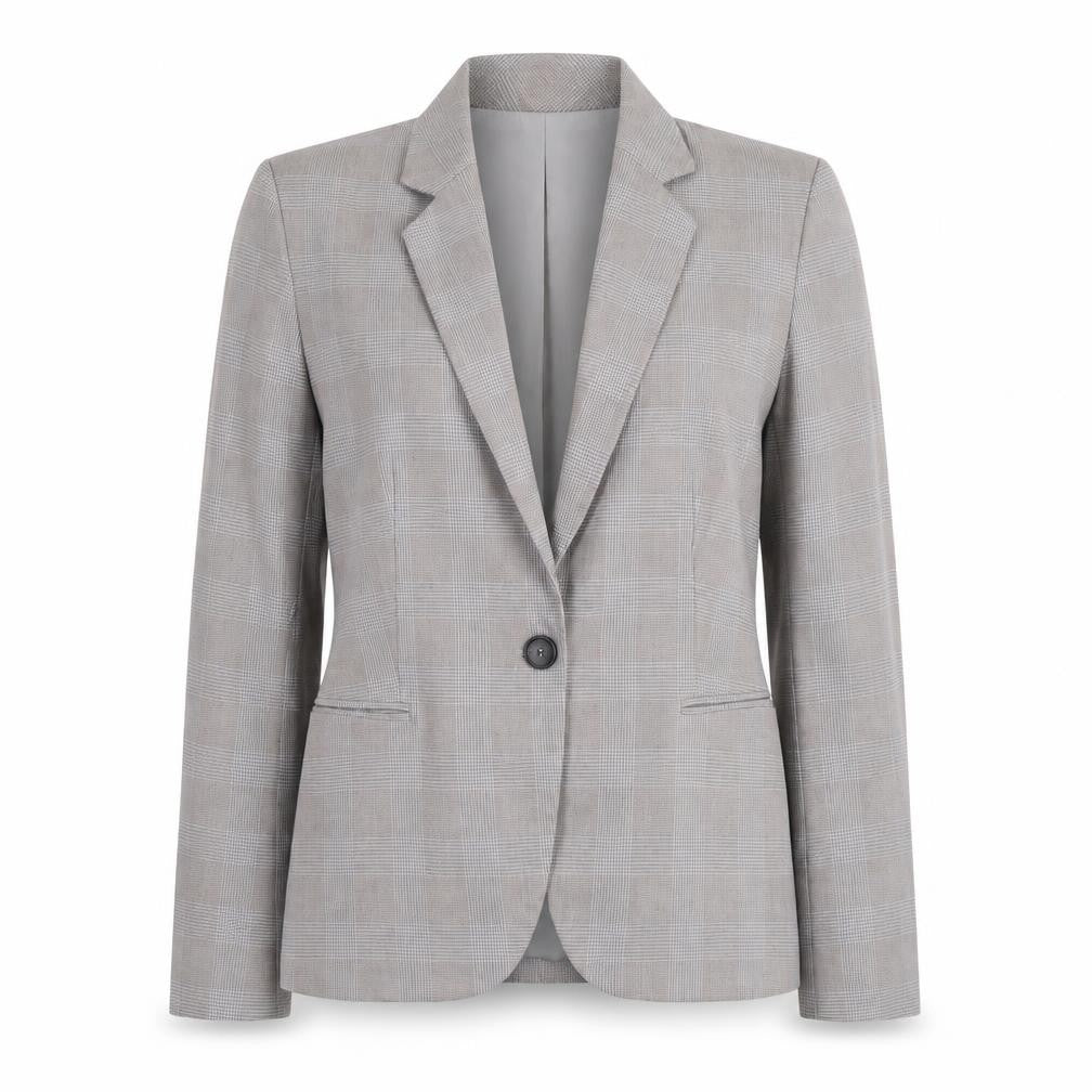 Zara Women's Grey Check Blazer, Size 10, Slim Fit
