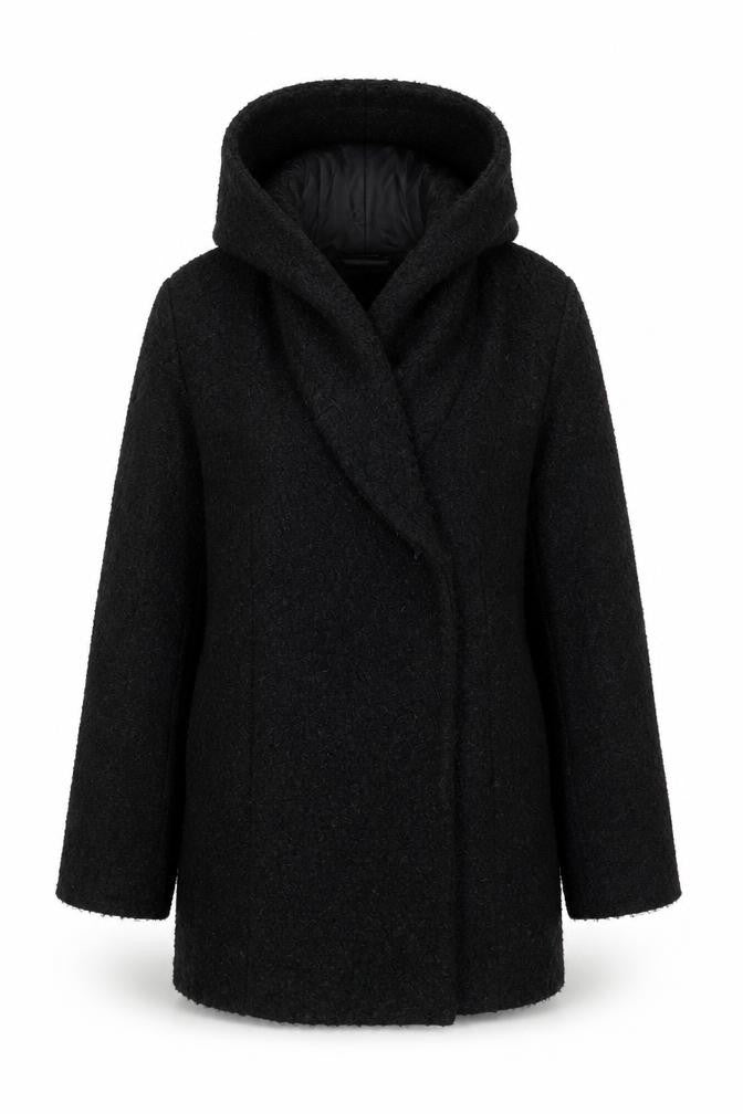 BODYFLIRT Women's Black Hooded Mid-Length Jacket