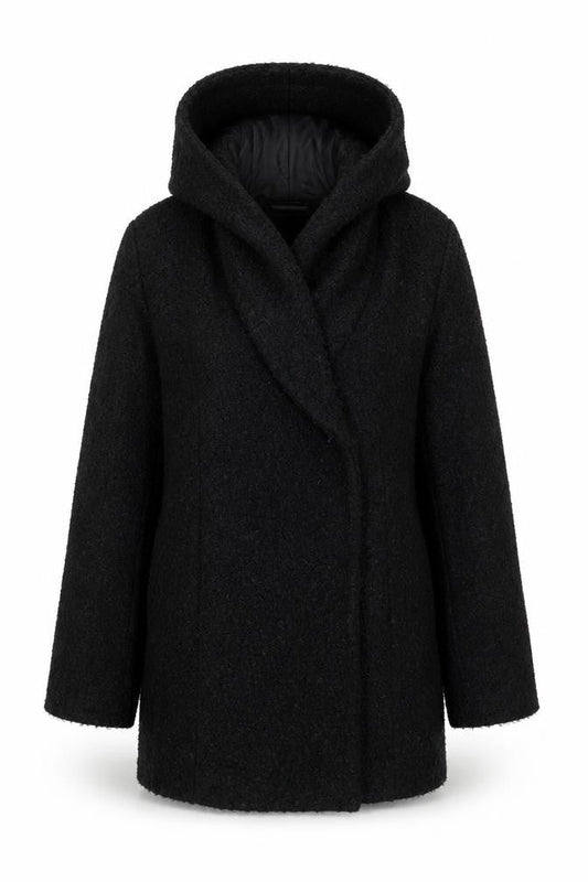 BODYFLIRT Women's Black Hooded Mid-Length Jacket