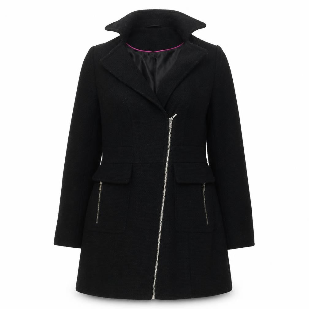 New Look Women's Black Mid-Length Coat Size 10