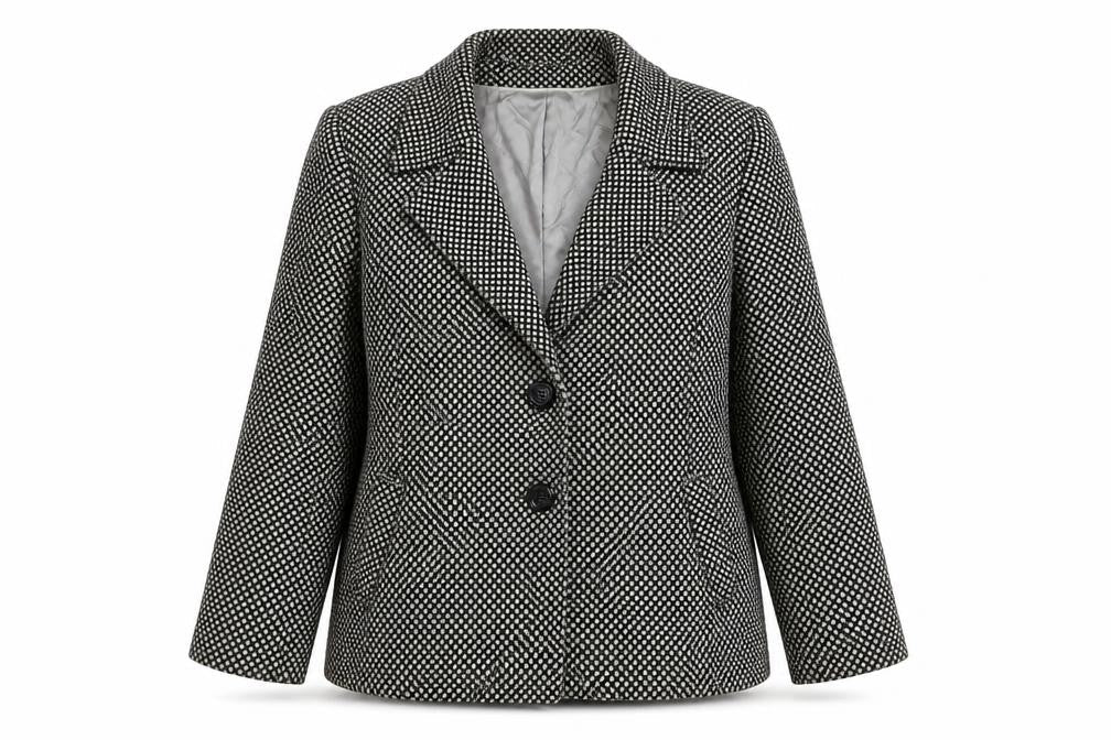 Berkertex Women's Black Blazer Size 16 with Geometric Pattern