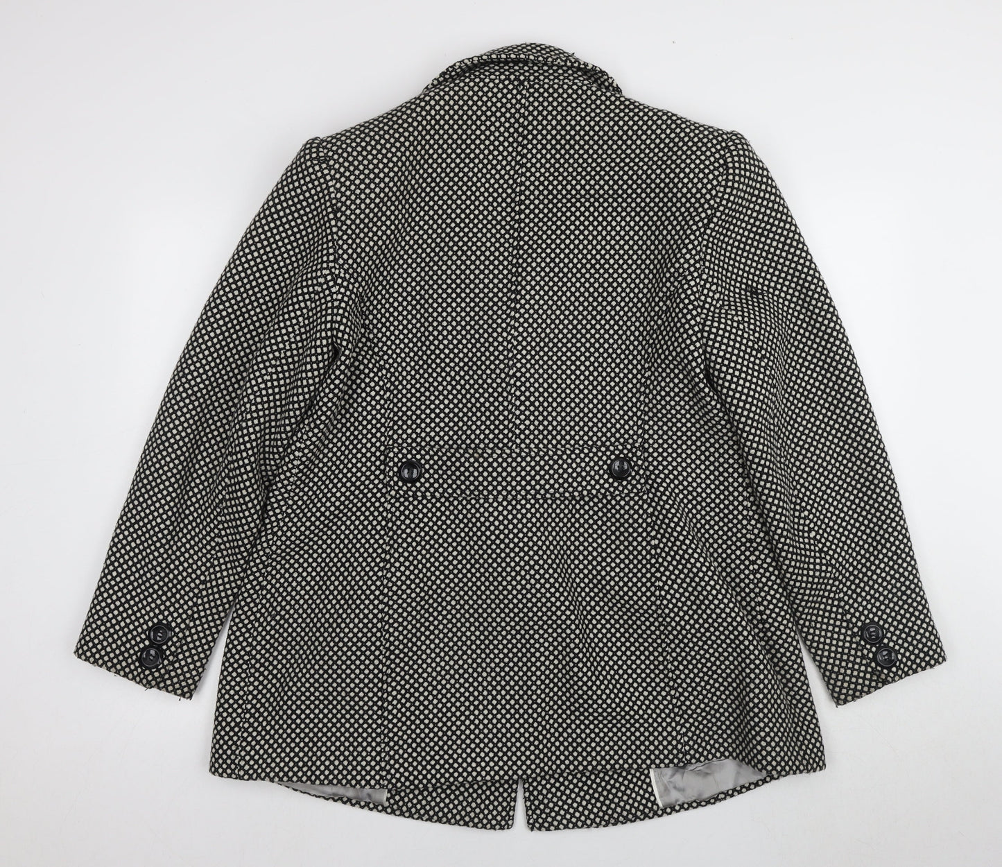 Berkertex Women's Black Blazer Size 16 with Geometric Pattern