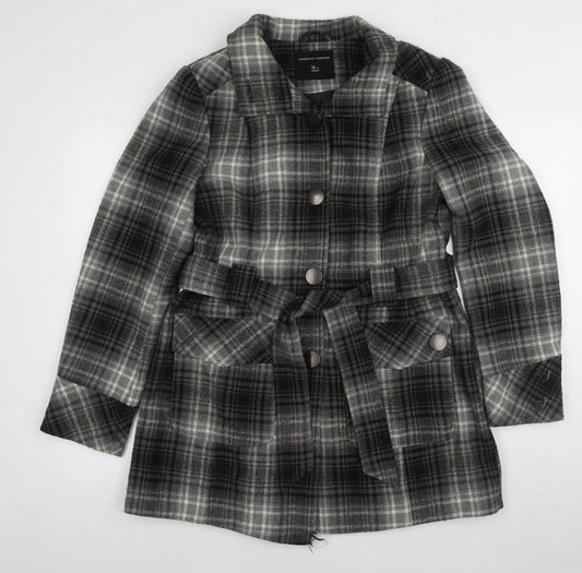 Dorothy Perkins Women's Brown Plaid Pea Coat Size 12