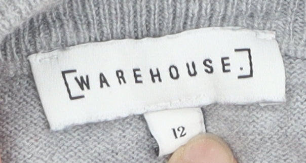 Warehouse Women's Grey Mock Neck Jumper Size 12