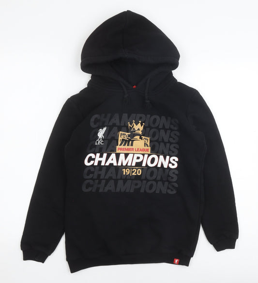 LFC Boys Black Pullover Hoodie 11-12 Years Hooded Graphic Liverpool FC