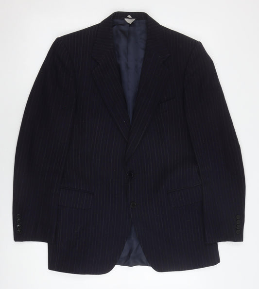 St Michael Men's Black Striped Wool Blazer 37-38R