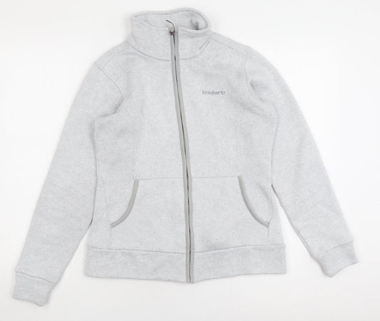Brasher Women's Grey Mid-Length Fleece Jacket Size 12